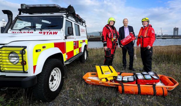 Peter May pictured with NI Search and Rescue members